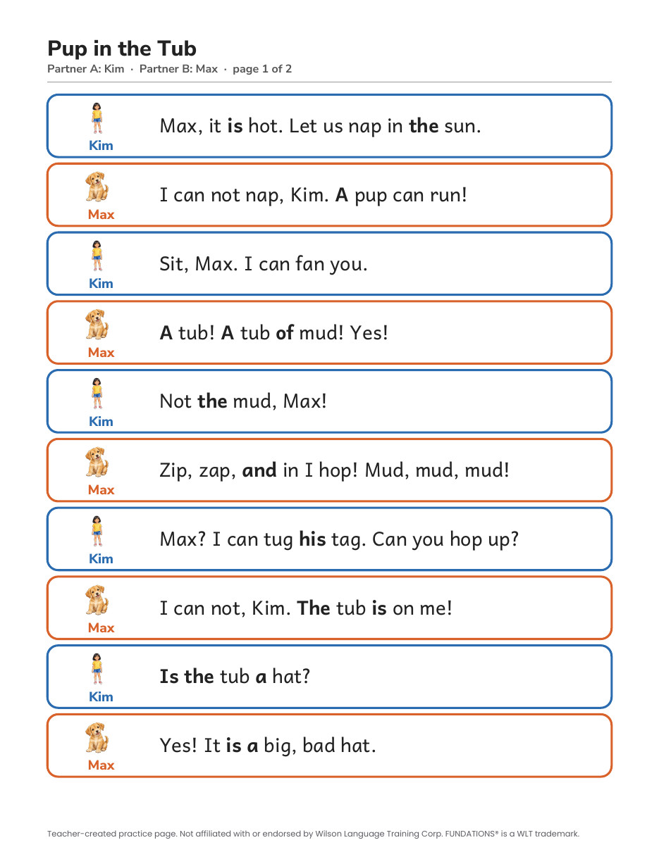 Preview page 2 of Fundations-Aligned Partner Reader's Theater · Level 1 Unit 2