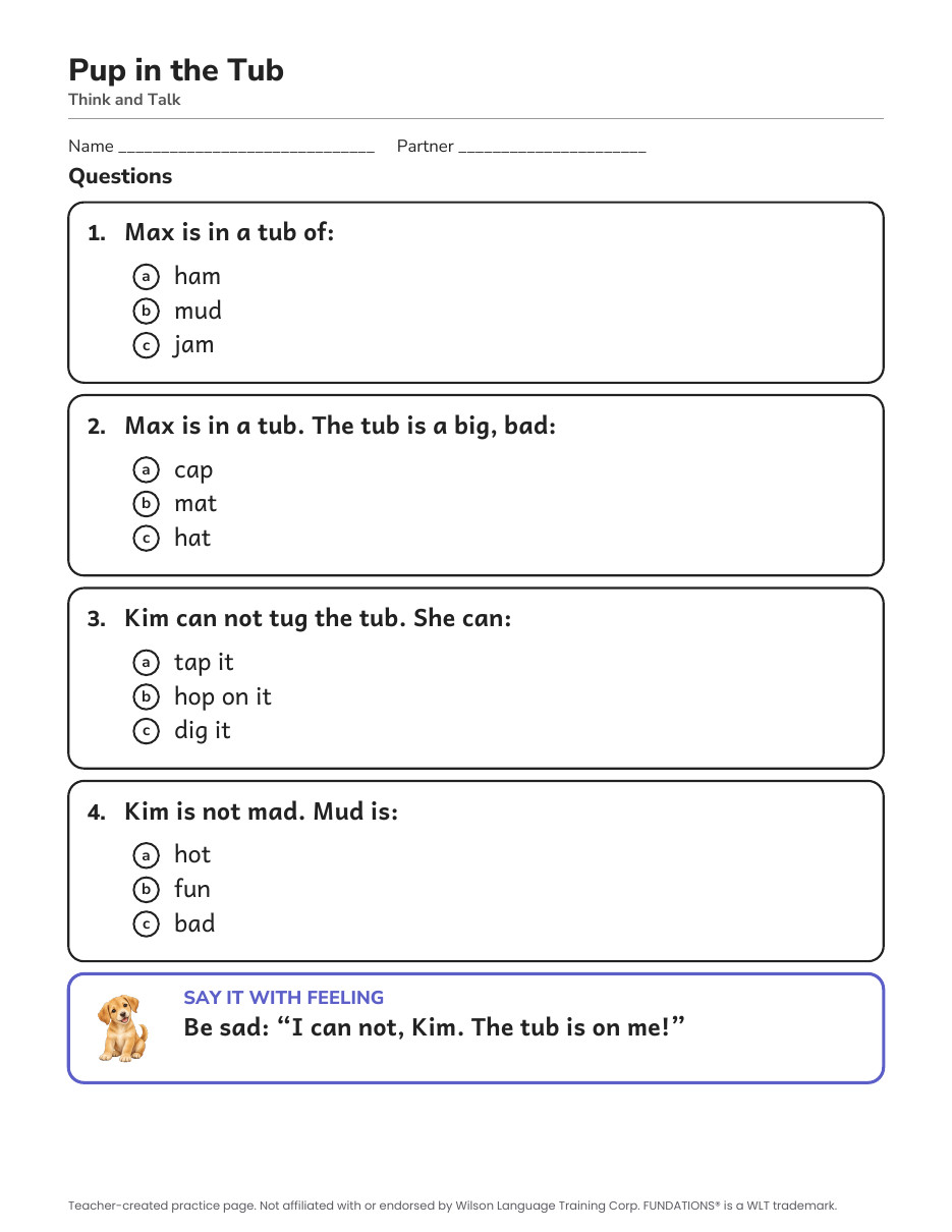 Preview page 3 of Fundations-Aligned Partner Reader's Theater · Level 1 Unit 2