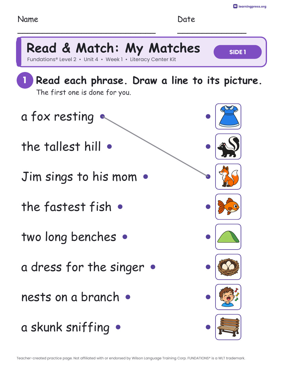 Preview page 3 of Fundations Level 2 Unit 4 Literacy Center Kits Bundle (2 Weeks)