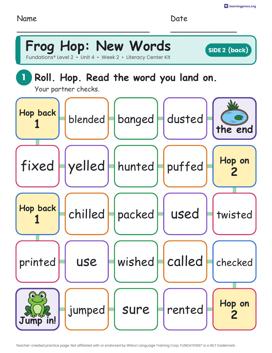 Preview page 4 of Fundations Level 2 Unit 4 Literacy Center Kits Bundle (2 Weeks)