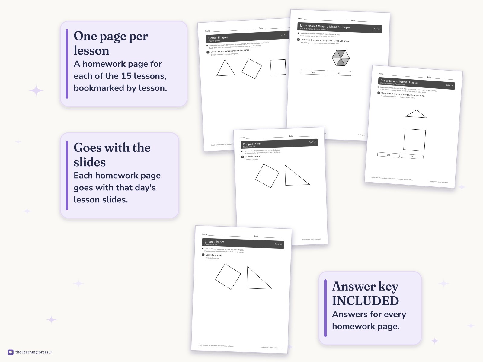 Preview page 4 of Illustrative Math (IM®) Aligned Kindergarten Unit 3 Homework: Flat Shapes All Around Us