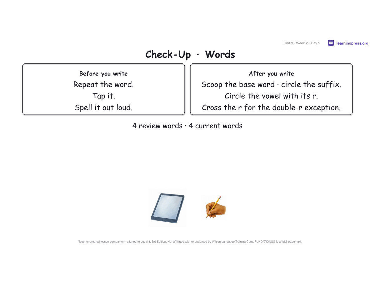 Preview page 3 of Fundations Level 3 Unit 9 Lesson Slides – 3rd Edition Aligned