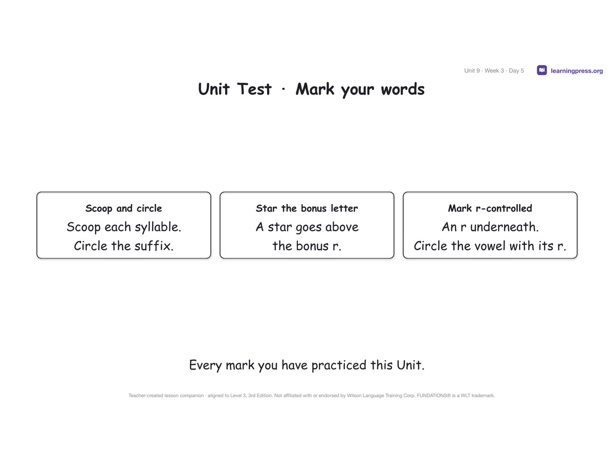 Preview page 4 of Fundations Level 3 Unit 9 Lesson Slides – 3rd Edition Aligned