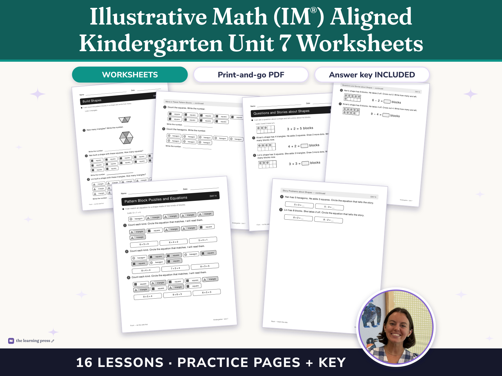 Preview page 1 of Illustrative Math (IM®) Aligned Kindergarten Unit 7 Worksheets: Solid Shapes All Around Us
