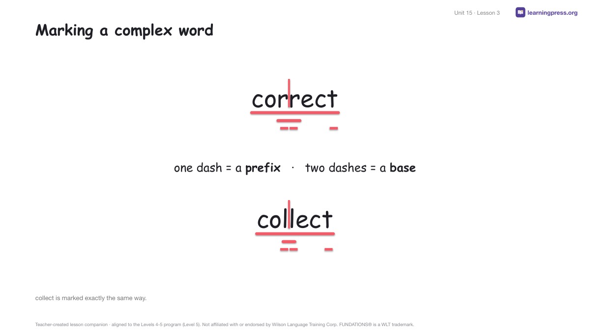 Preview page 2 of Fundations Level 5 Unit 15 Lesson Slides