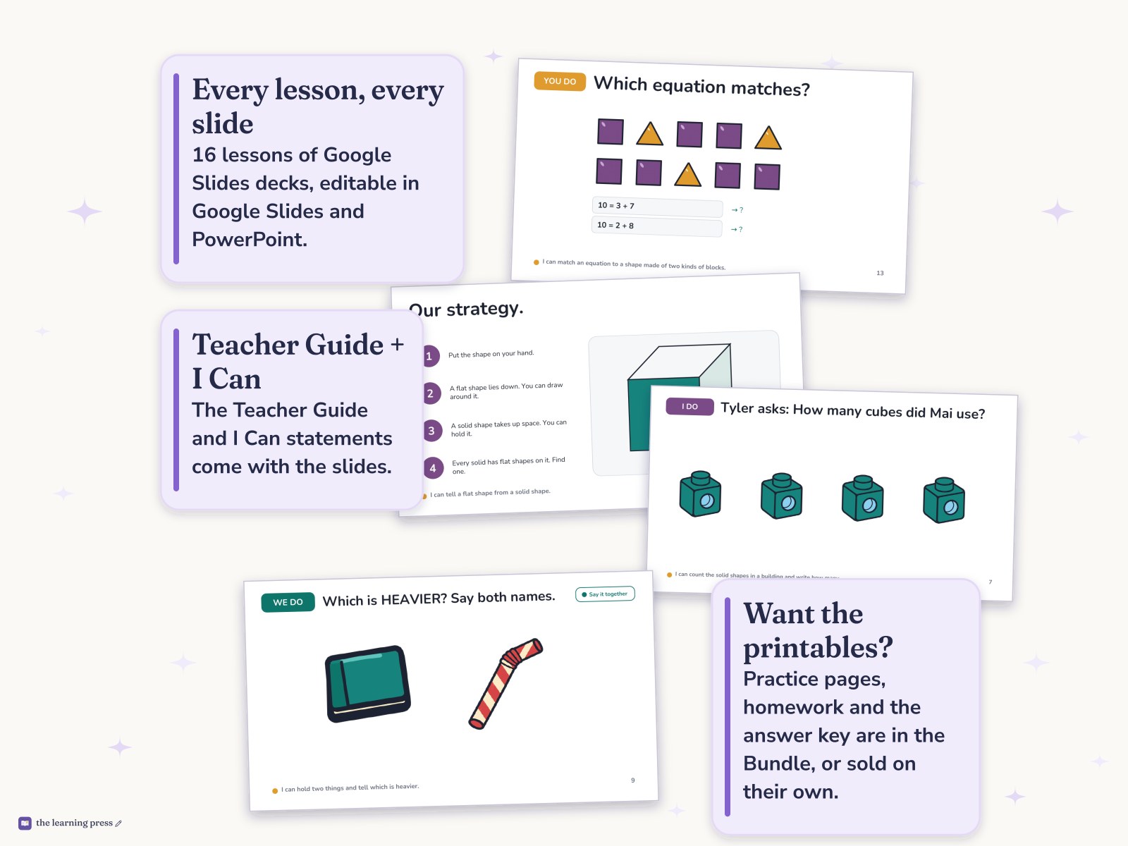 Preview page 4 of Illustrative Math (IM®) Aligned Kindergarten Unit 7 Slides: Solid Shapes All Around Us