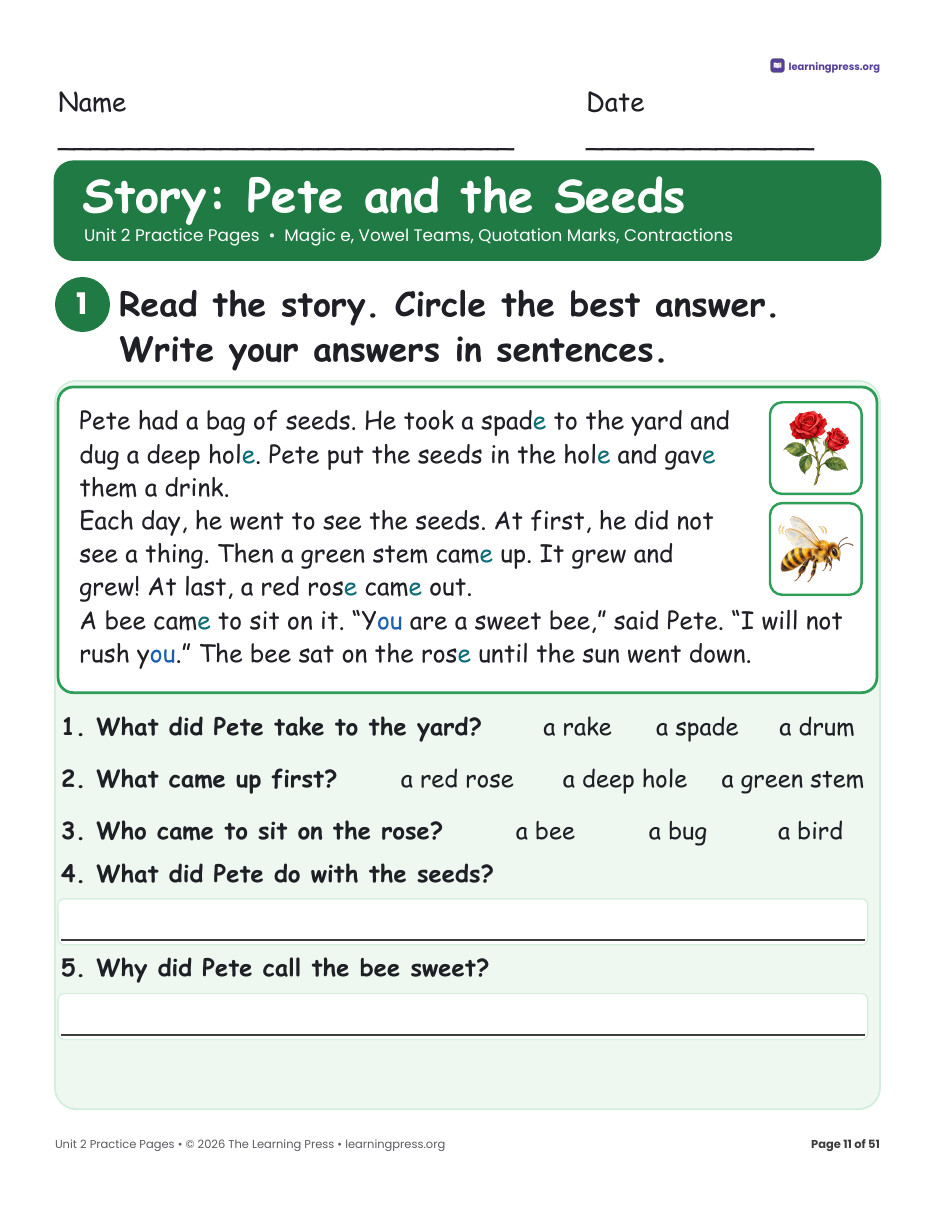 Preview page 3 of CKLA-Aligned Grade 2 Skills Unit 2 Worksheets (Lessons 1–16)