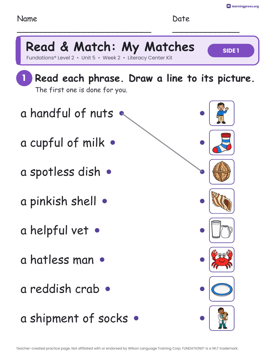 Preview page 3 of Fundations Level 2 Unit 5 Week 2 Literacy Center Kit