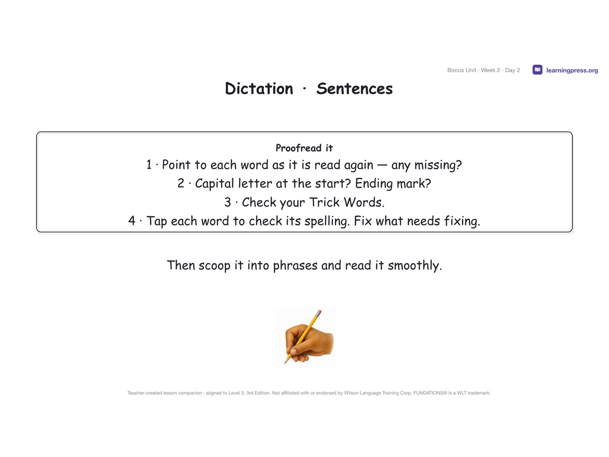 Preview page 3 of Fundations Level 3 Bonus Unit Lesson Slides – 3rd Edition Aligned