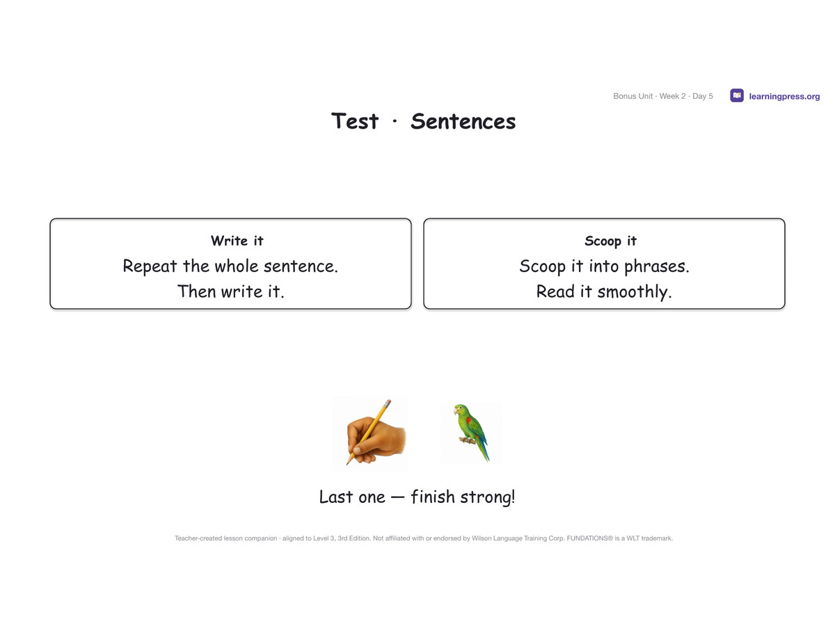 Preview page 4 of Fundations Level 3 Bonus Unit Lesson Slides – 3rd Edition Aligned