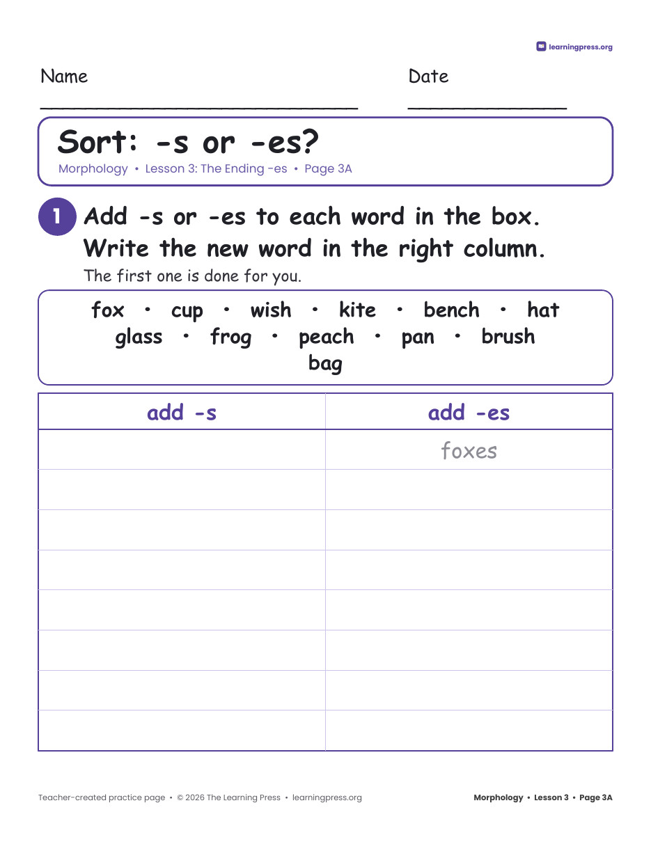 Preview page 3 of Grade 2 Morphology Unit 1: Compound Words, -s, -es, -ed · Slides & Worksheets