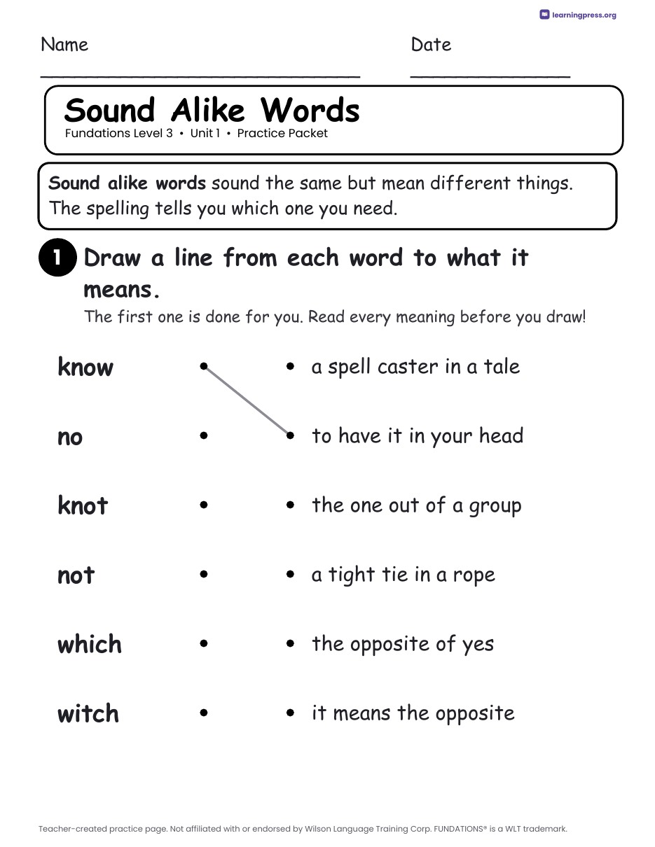 Preview page 1 of Fundations Level 3 — Full-Year Practice Packets Bundle (All Units 1–14 + Bonus)