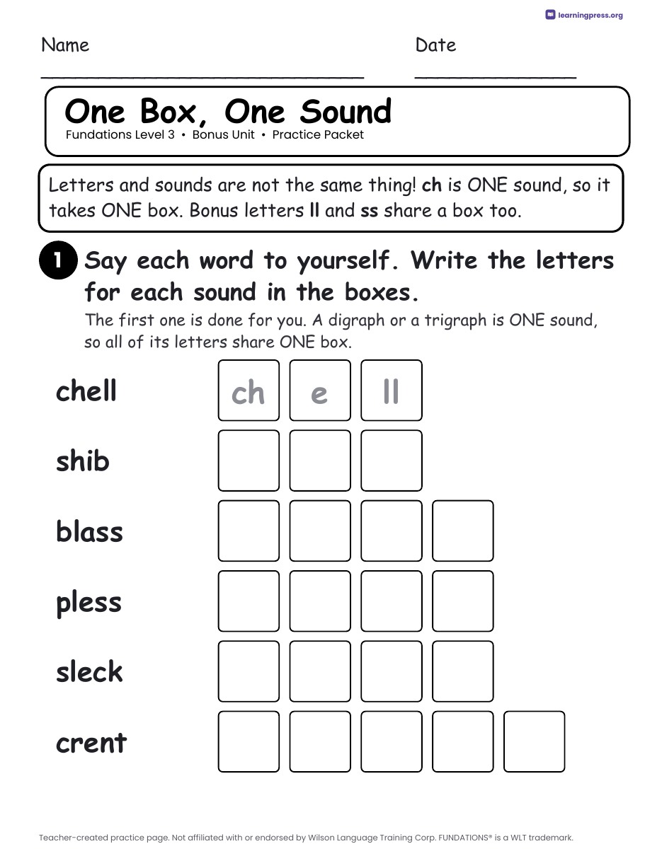 Preview page 4 of Fundations Level 3 — Full-Year Practice Packets Bundle (All Units 1–14 + Bonus)