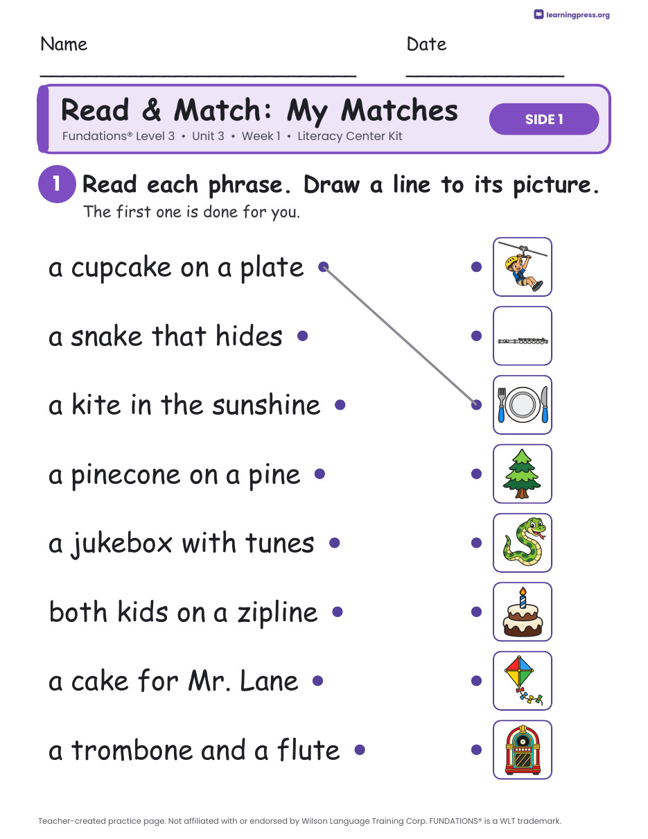 Preview page 3 of Fundations Level 3 Unit 3 Week 1 Literacy Center Kit