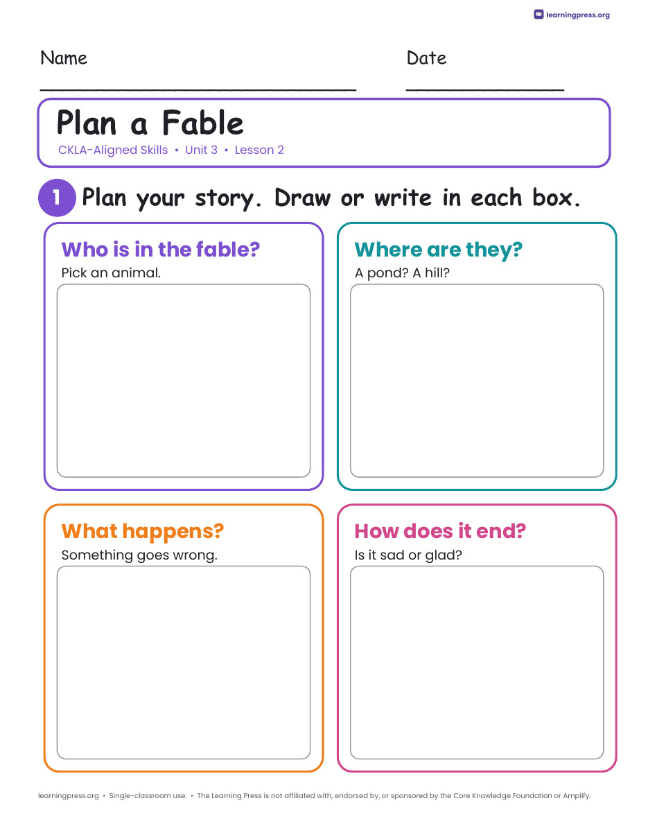 Preview page 2 of CKLA-Aligned Grade 1 Skills Unit 3 Worksheets (Lessons 1–19)