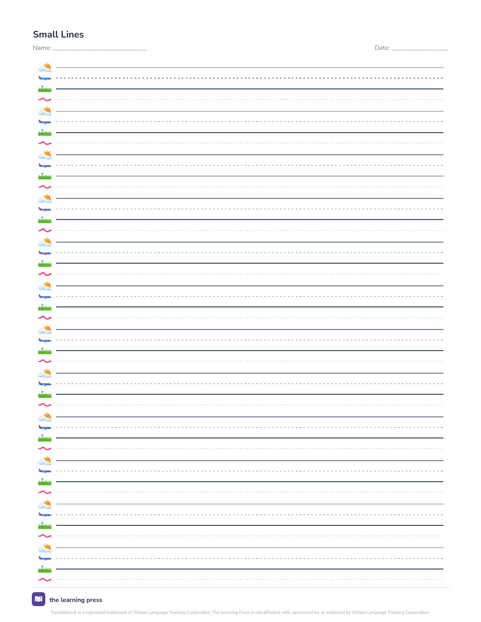 Preview page 4 of Fundations Aligned Writing Paper with Picture Lines · Sky Plane Grass Worm