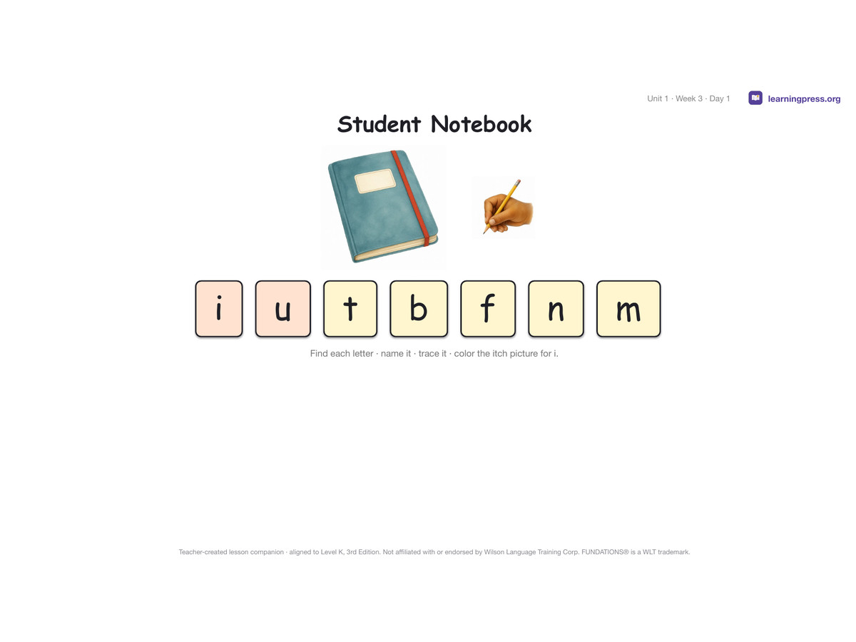 Preview page 1 of Fundations Level K — Full-Year Slides Bundle (All Units 1–5) (3rd Edition Aligned)