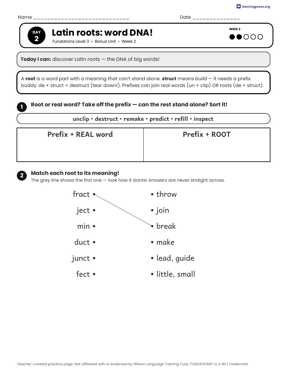 Preview page 2 of Fundations Level 3 — Complete Level Bundle (Orientation, Units 1–14 + Bonus)