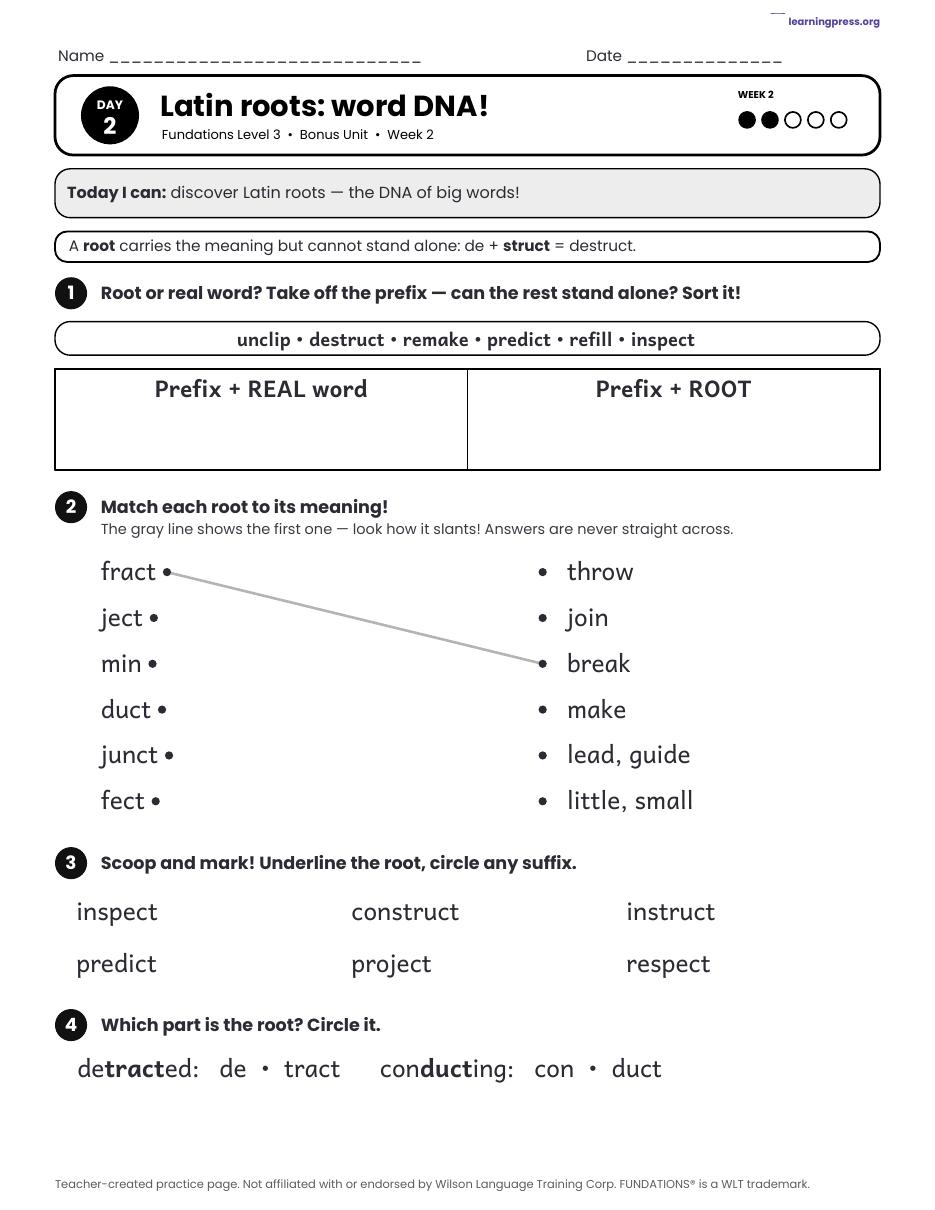Preview page 2 of Fundations Level 3 — Complete Level Bundle (Orientation, Units 1–14 + Bonus)