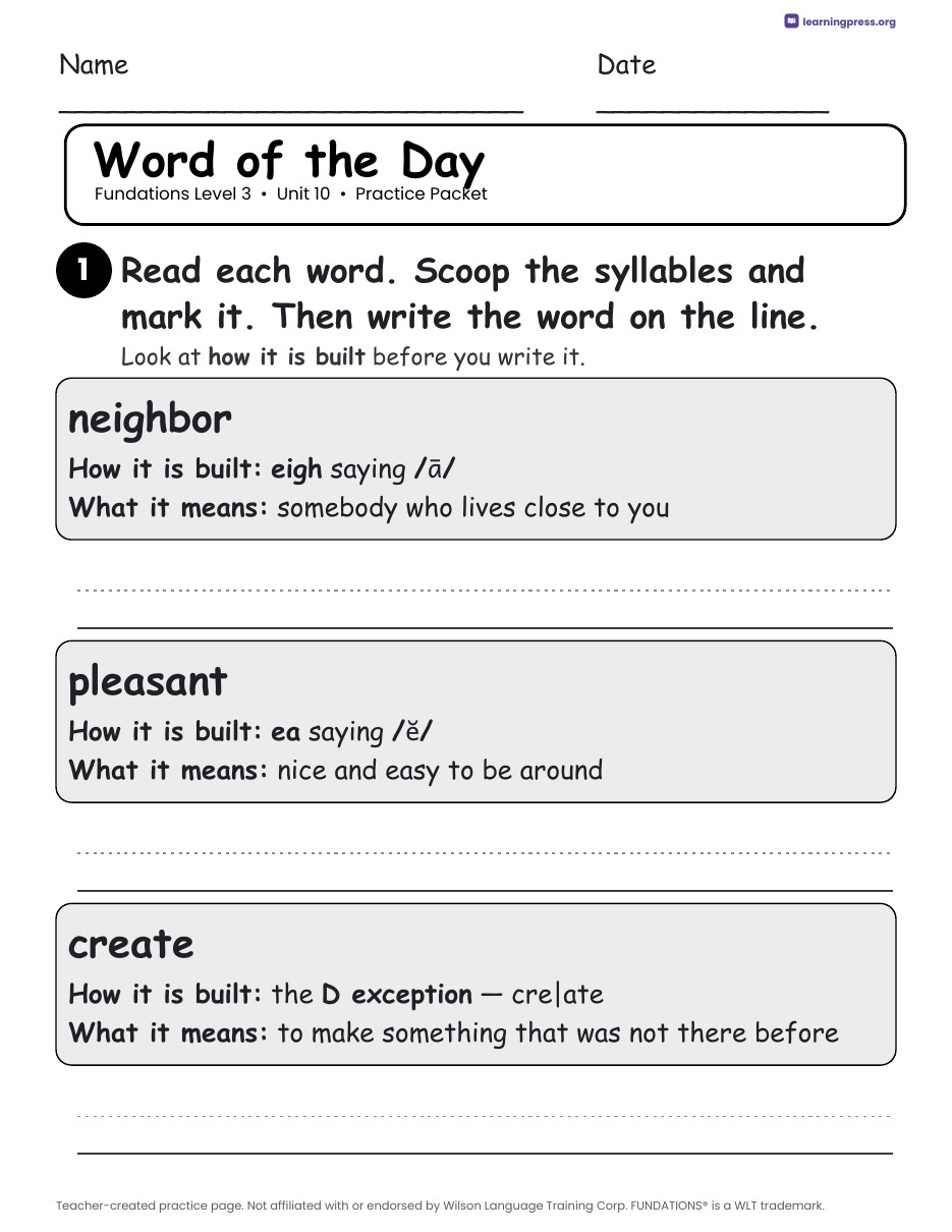 Preview page 3 of Fundations Level 3 — Complete Level Bundle (Orientation, Units 1–14 + Bonus)