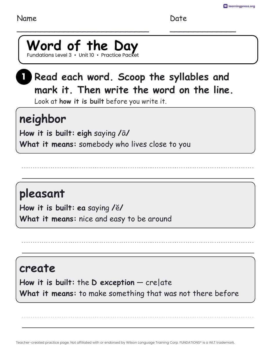 Preview page 3 of Fundations Level 3 — Complete Level Bundle (Orientation, Units 1–14 + Bonus)