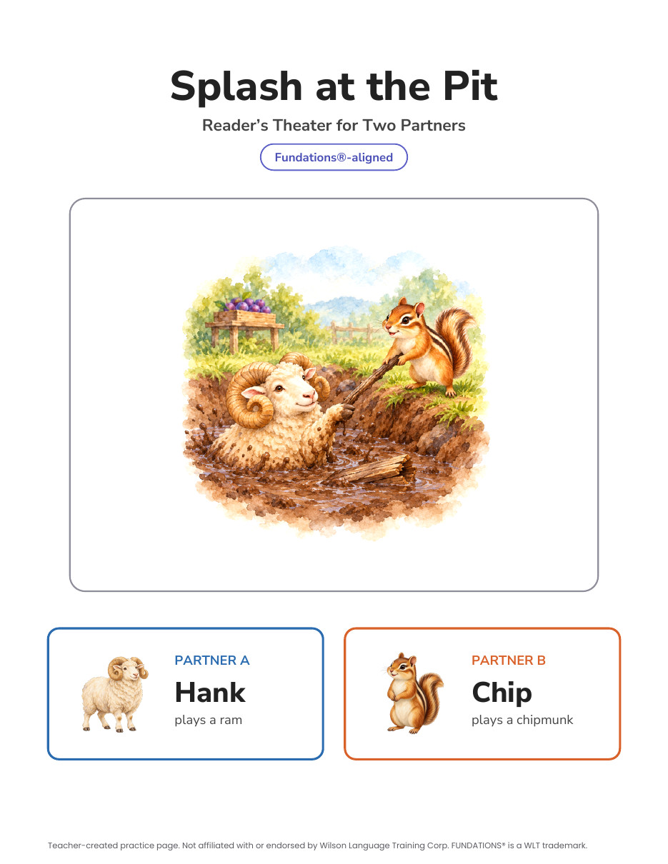 Preview page 1 of Fundations-Aligned Partner Reader's Theater · Level 1 Set (Units 2–14)