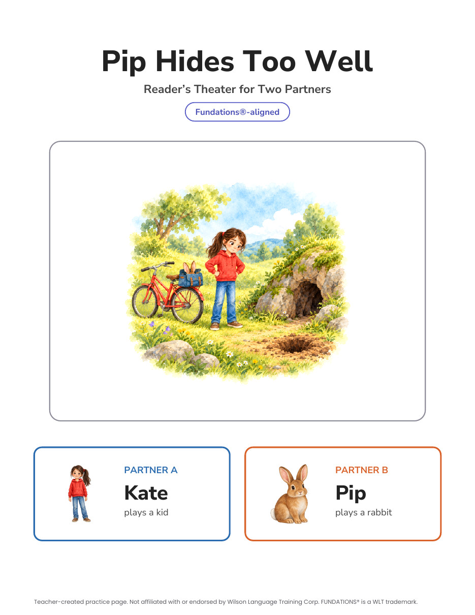 Preview page 2 of Fundations-Aligned Partner Reader's Theater · Level 1 Set (Units 2–14)