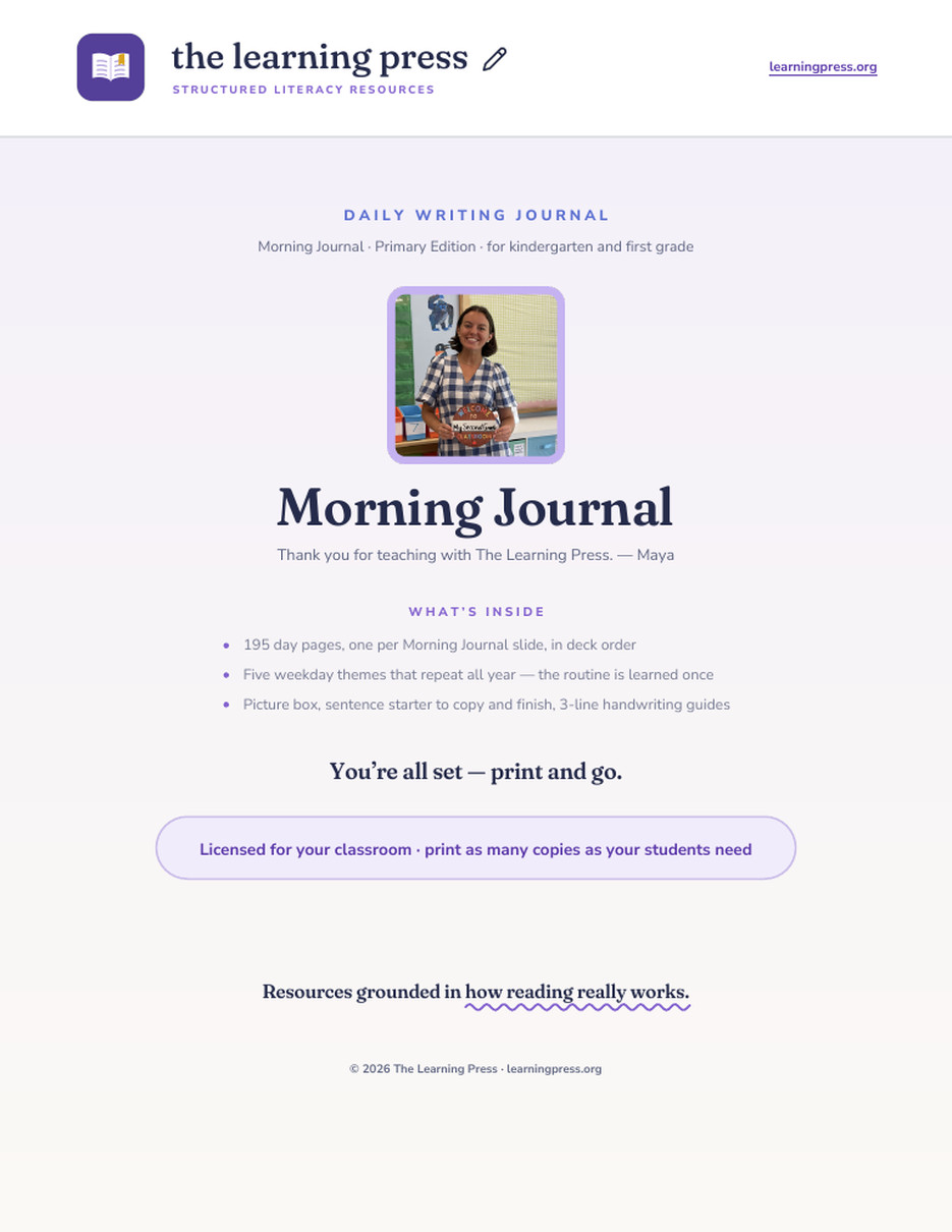 Preview page 1 of Morning Journal · Primary Edition (K–1)