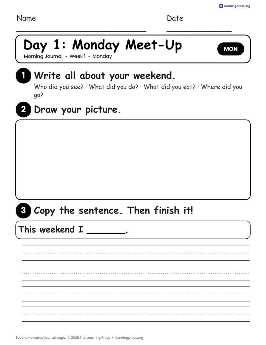 Preview page 3 of Morning Journal · Primary Edition (K–1)
