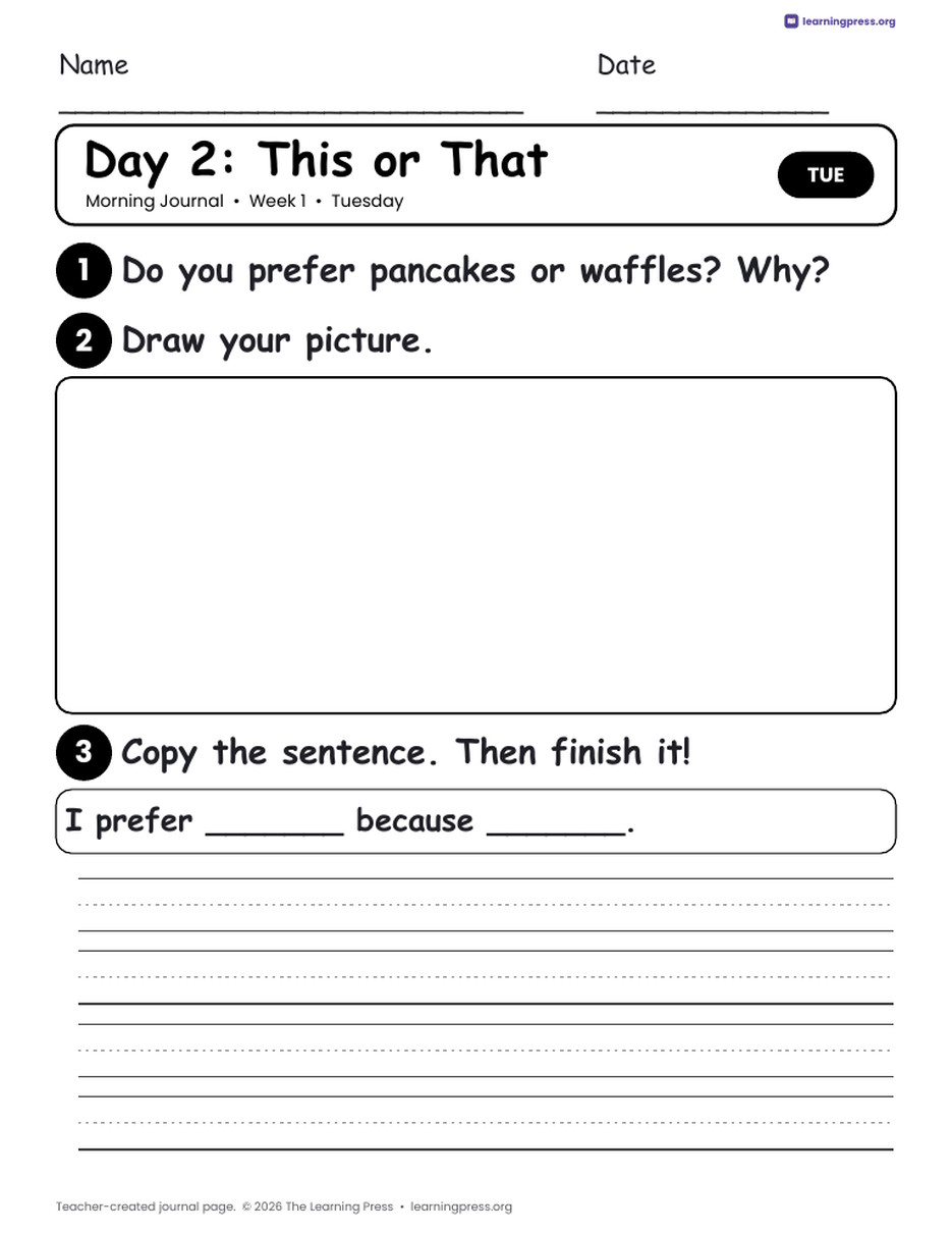 Preview page 4 of Morning Journal · Primary Edition (K–1)