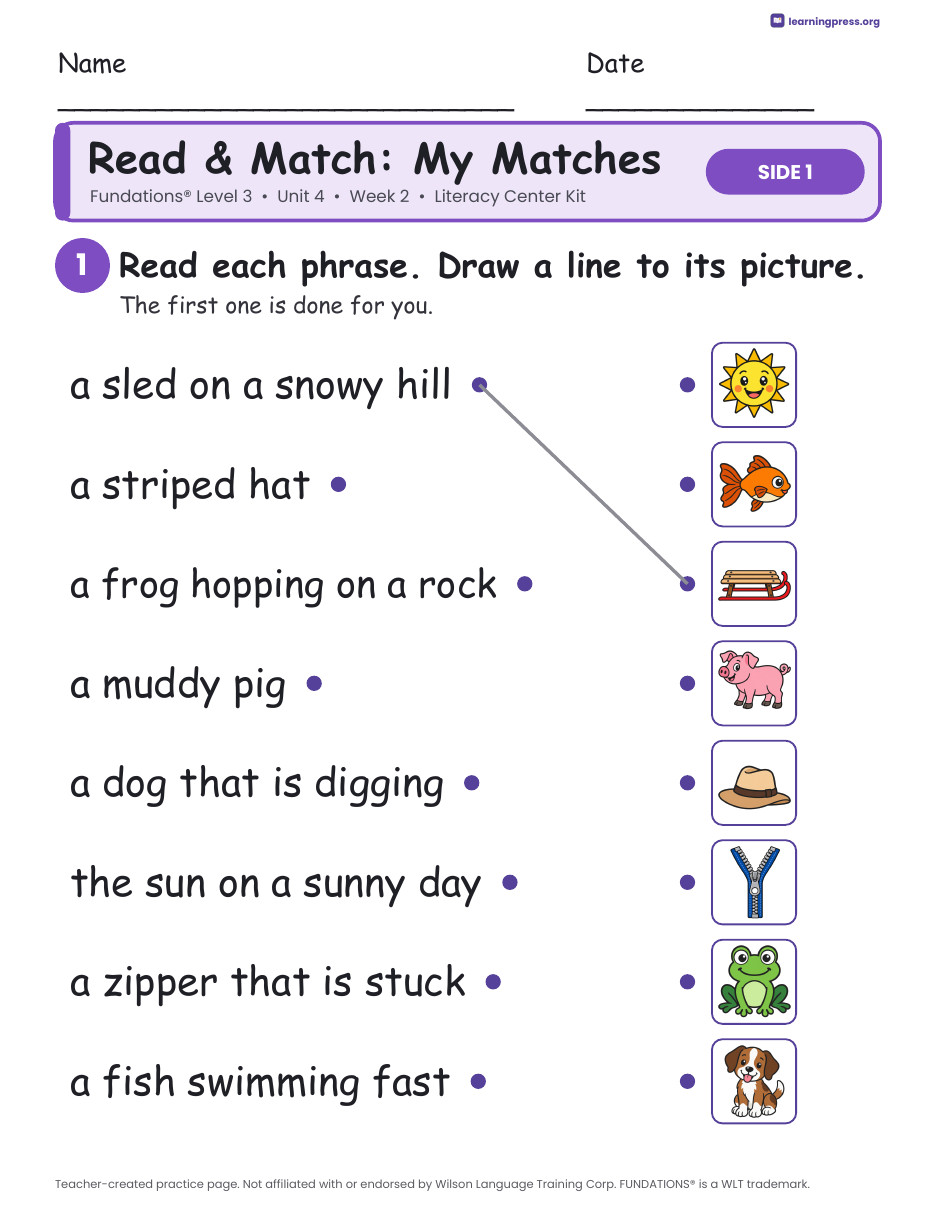 Preview page 3 of Fundations Level 3 Unit 4 Week 2 Literacy Center Kit