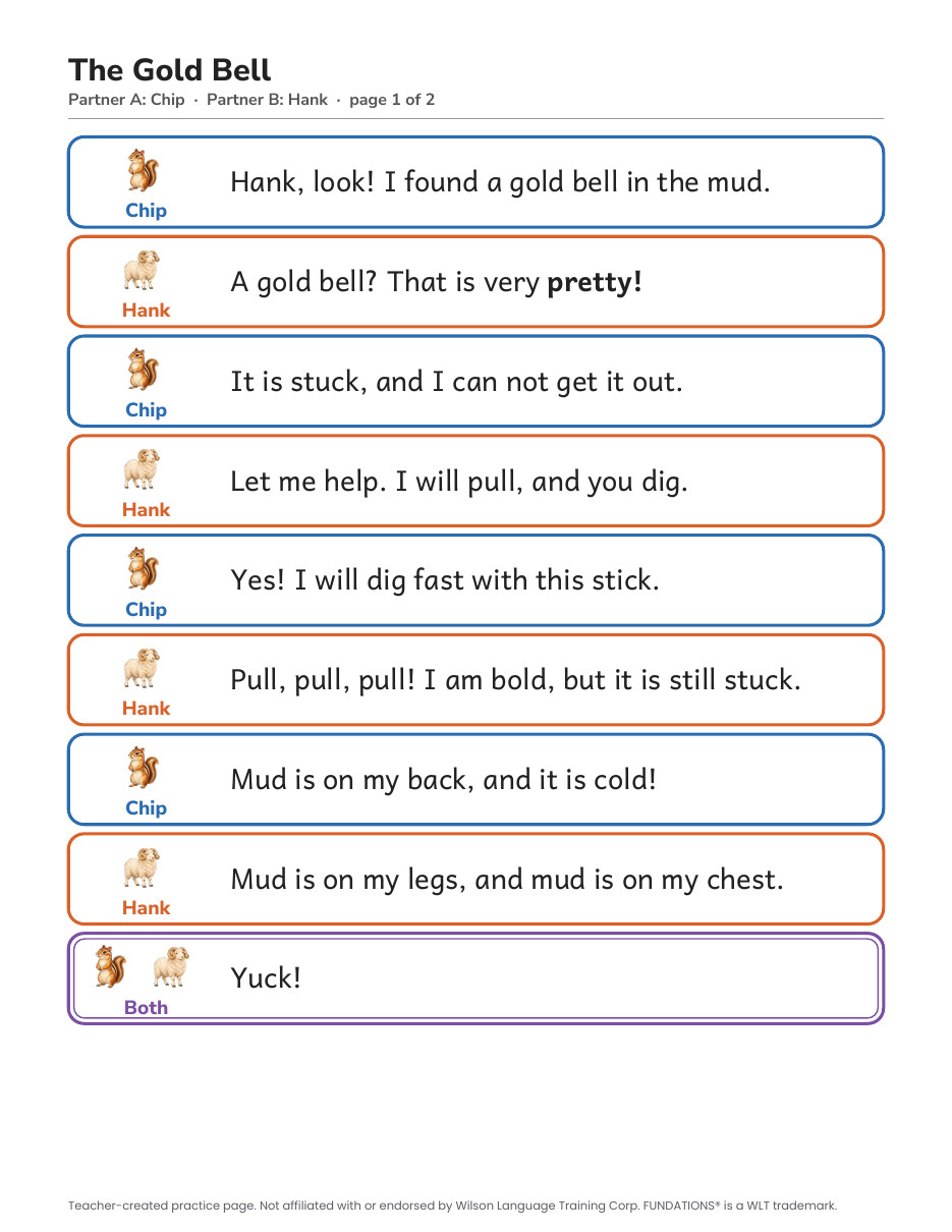 Preview page 2 of Fundations-Aligned Partner Reader's Theater · Level 2 Unit 3