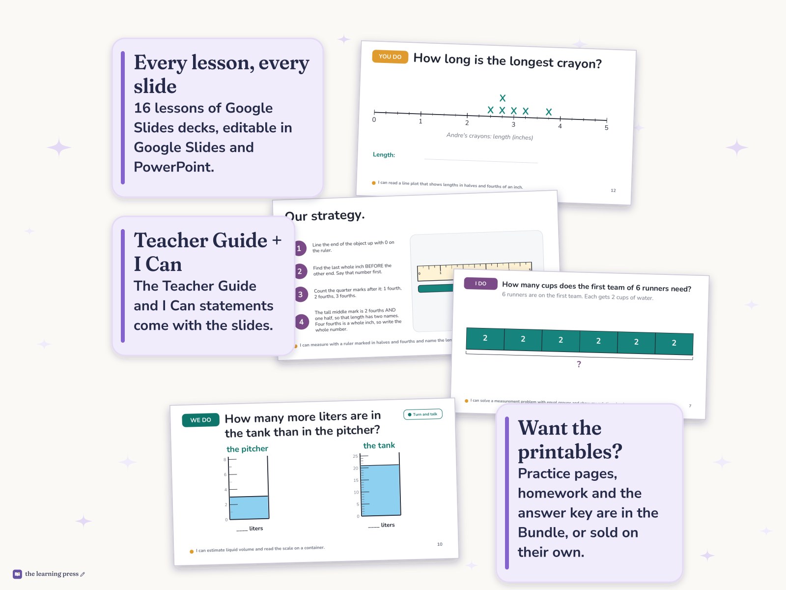 Preview page 4 of Illustrative Math (IM®) Aligned 3rd Grade Unit 6 Slides: Measuring Length, Time, Liquid Volume, and Weight