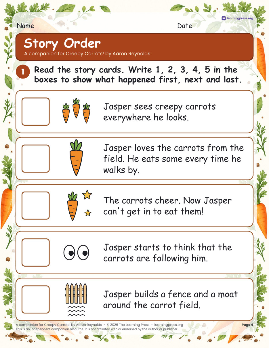 Preview page 1 of Fall Book Companions & Family Projects Bundle · Creepy Carrots, Spookley & Leaf Thief
