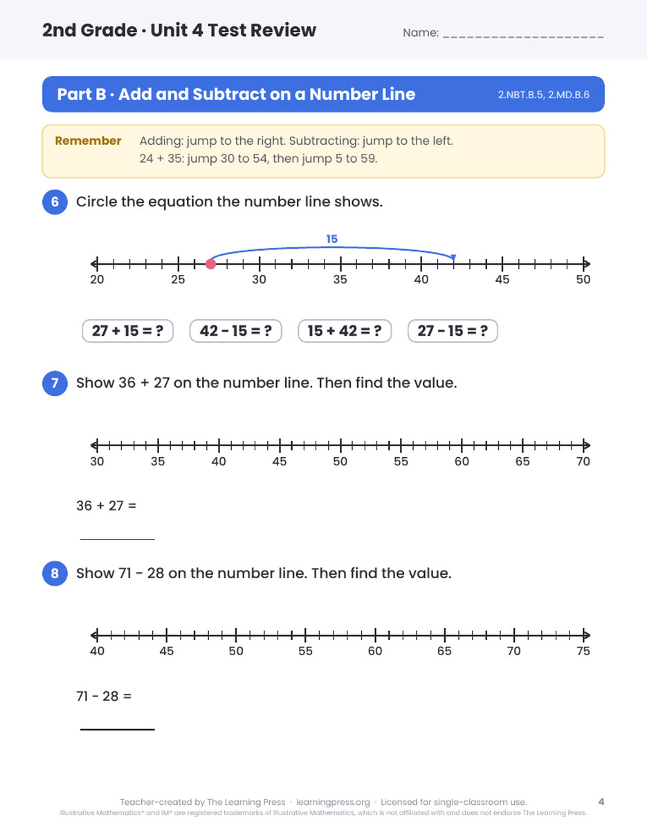 Preview page 2 of Illustrative Math (IM®) Aligned 2nd Grade Unit 4 Test Review