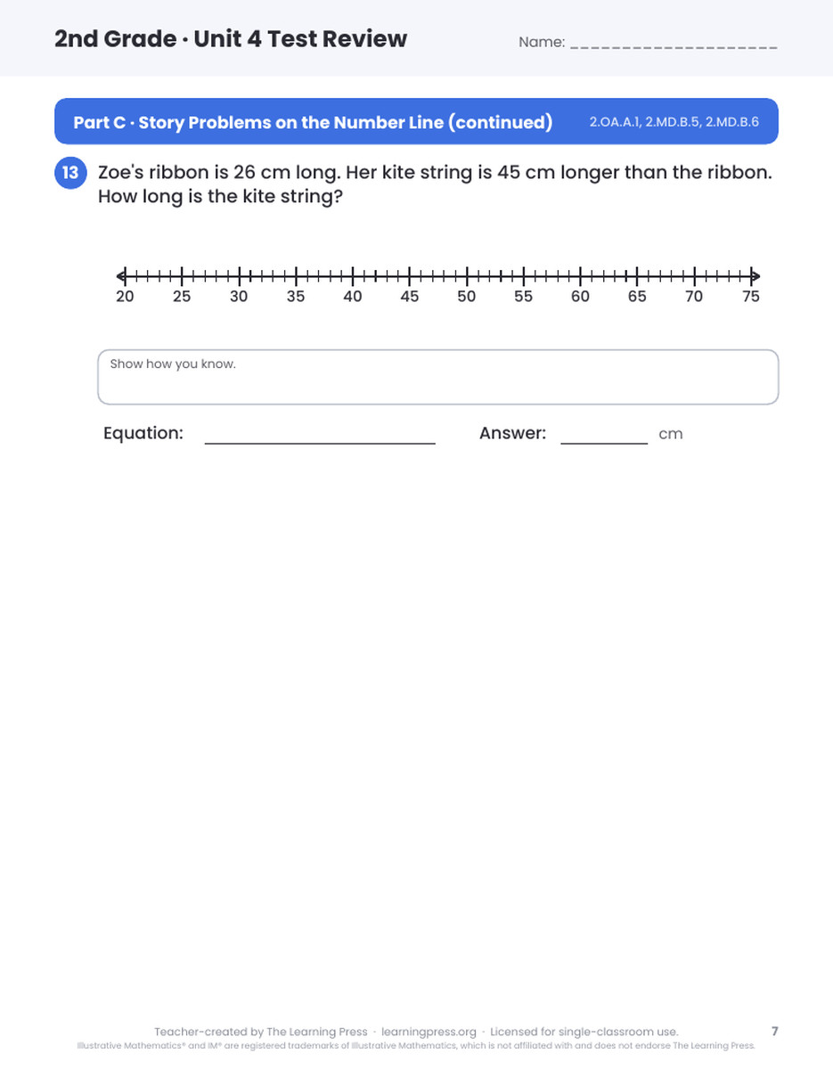 Preview page 4 of Illustrative Math (IM®) Aligned 2nd Grade Unit 4 Test Review