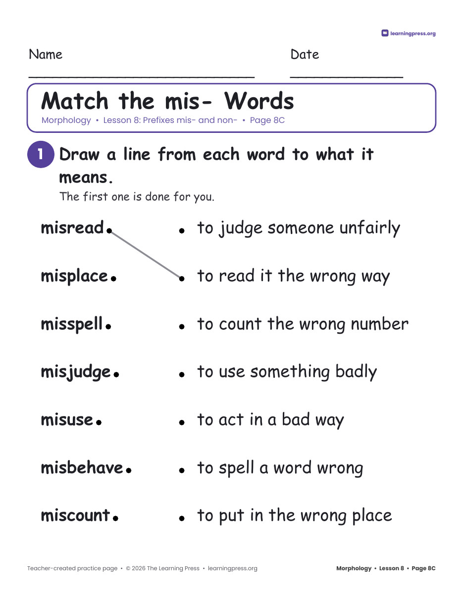 Preview page 2 of Grade 3 Morphology Bundle · 25 Lessons: Prefixes, Suffixes & Root Words