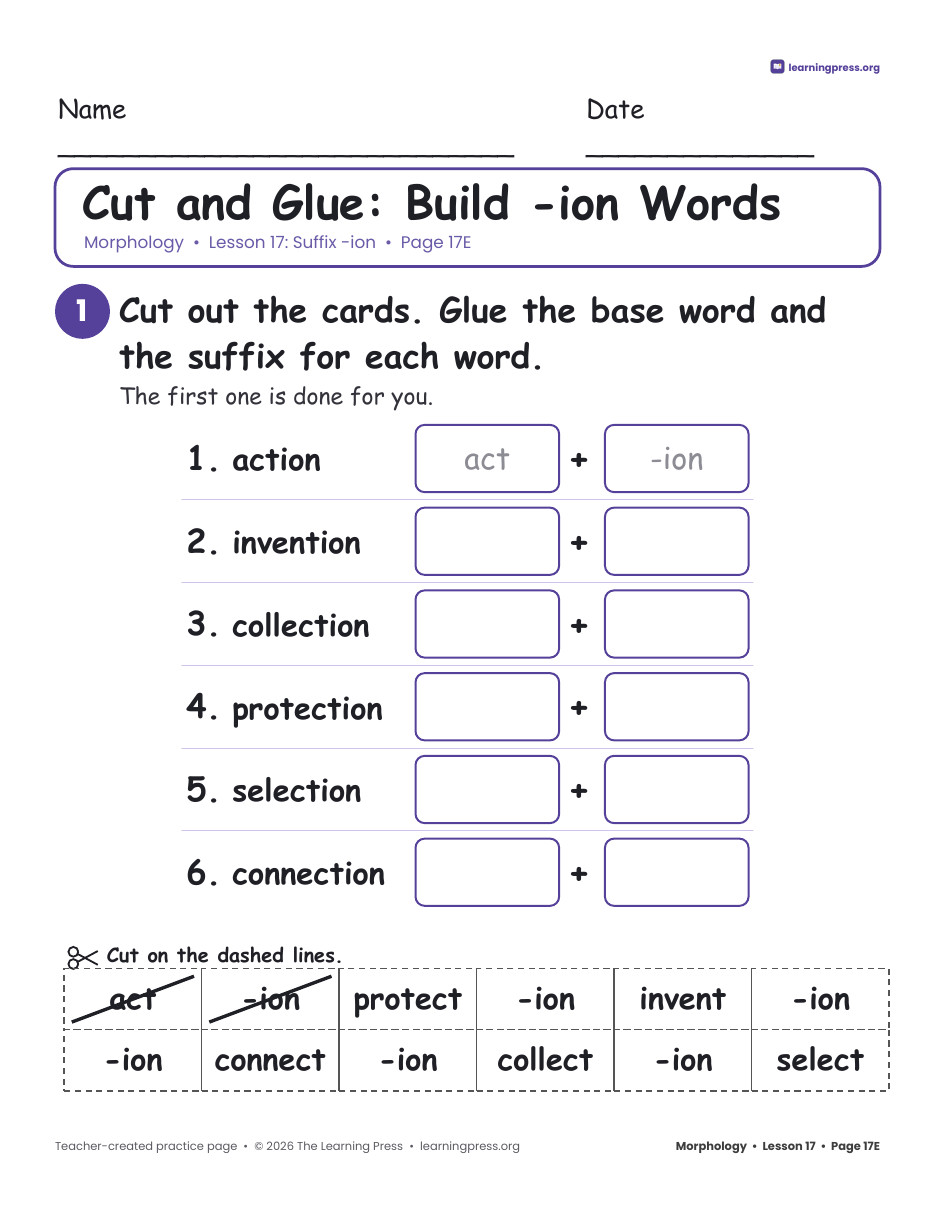 Preview page 4 of Grade 3 Morphology Bundle · 25 Lessons: Prefixes, Suffixes & Root Words