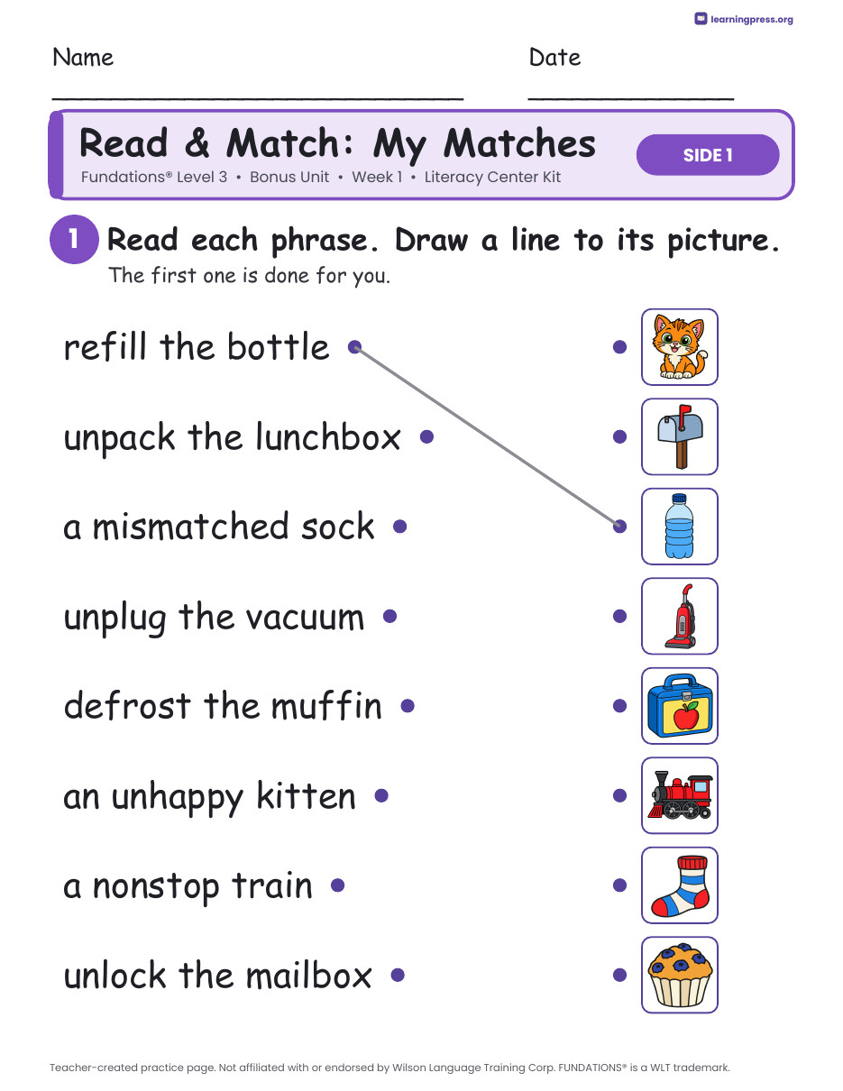 Preview page 3 of Fundations Level 3 Bonus Unit Literacy Center Kits Bundle (2 Weeks)