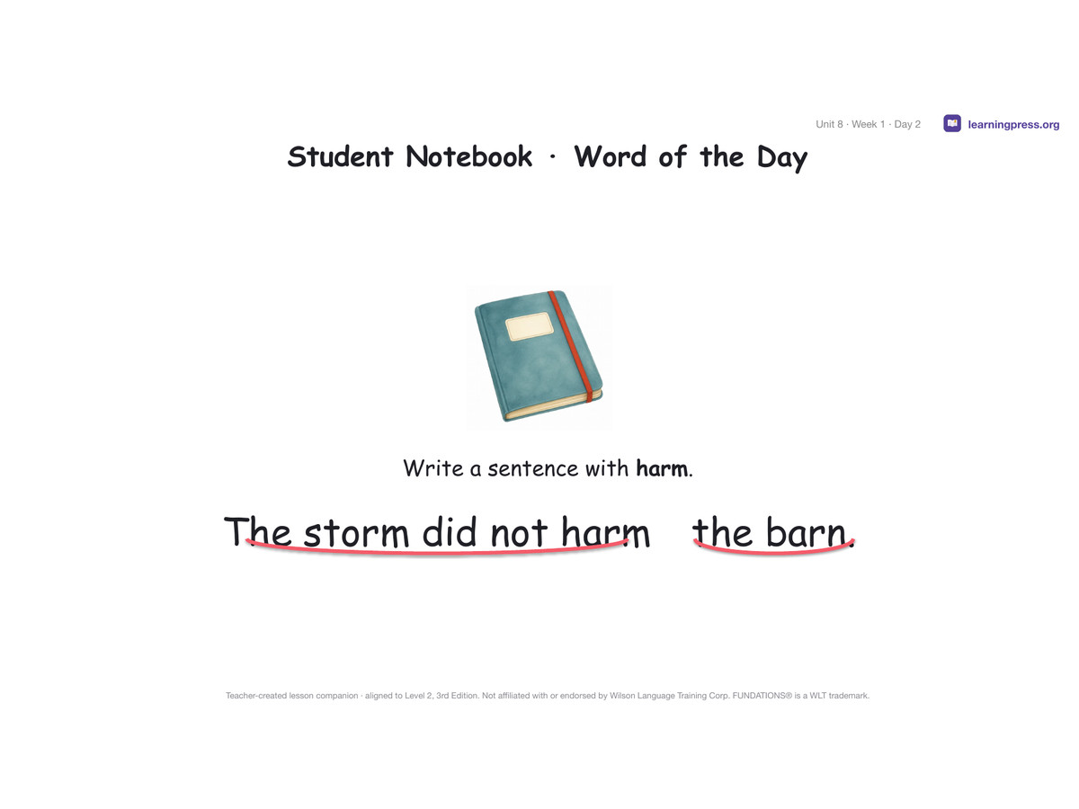 Preview page 2 of Fundations Level 2 Unit 8 Lesson Slides – 3rd Edition Aligned