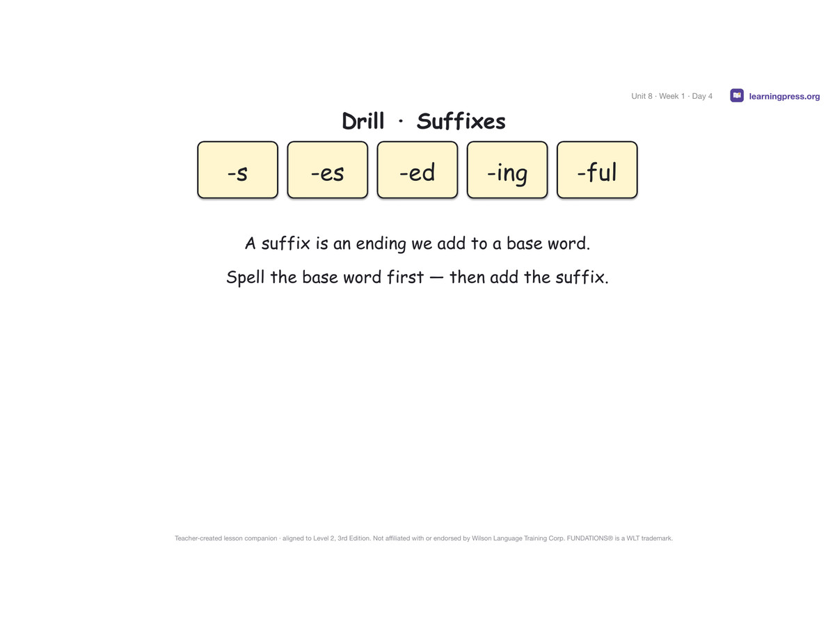 Preview page 3 of Fundations Level 2 Unit 8 Lesson Slides – 3rd Edition Aligned