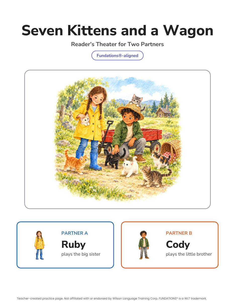 Preview page 1 of Fundations-Aligned Partner Reader's Theater · Level 3 Unit 5