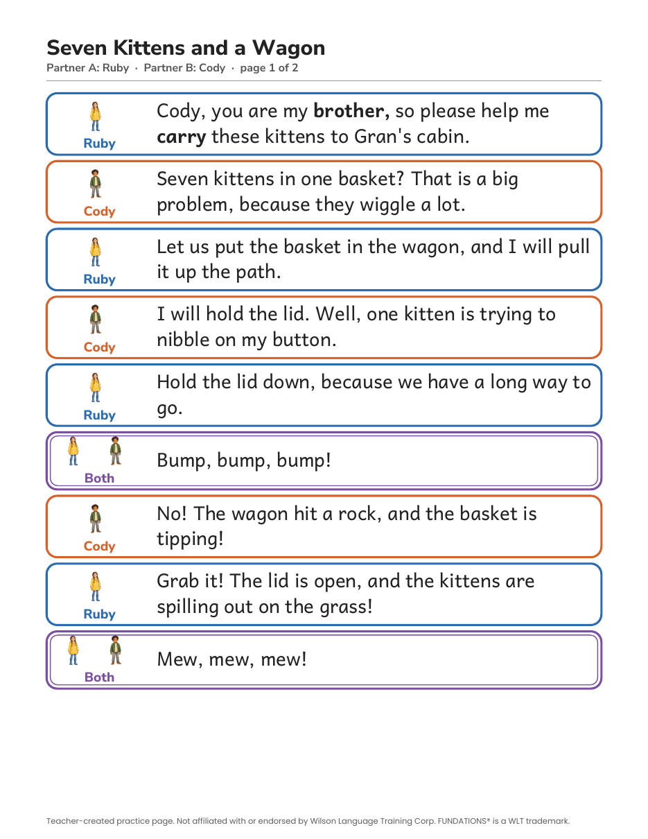 Preview page 2 of Fundations-Aligned Partner Reader's Theater · Level 3 Unit 5