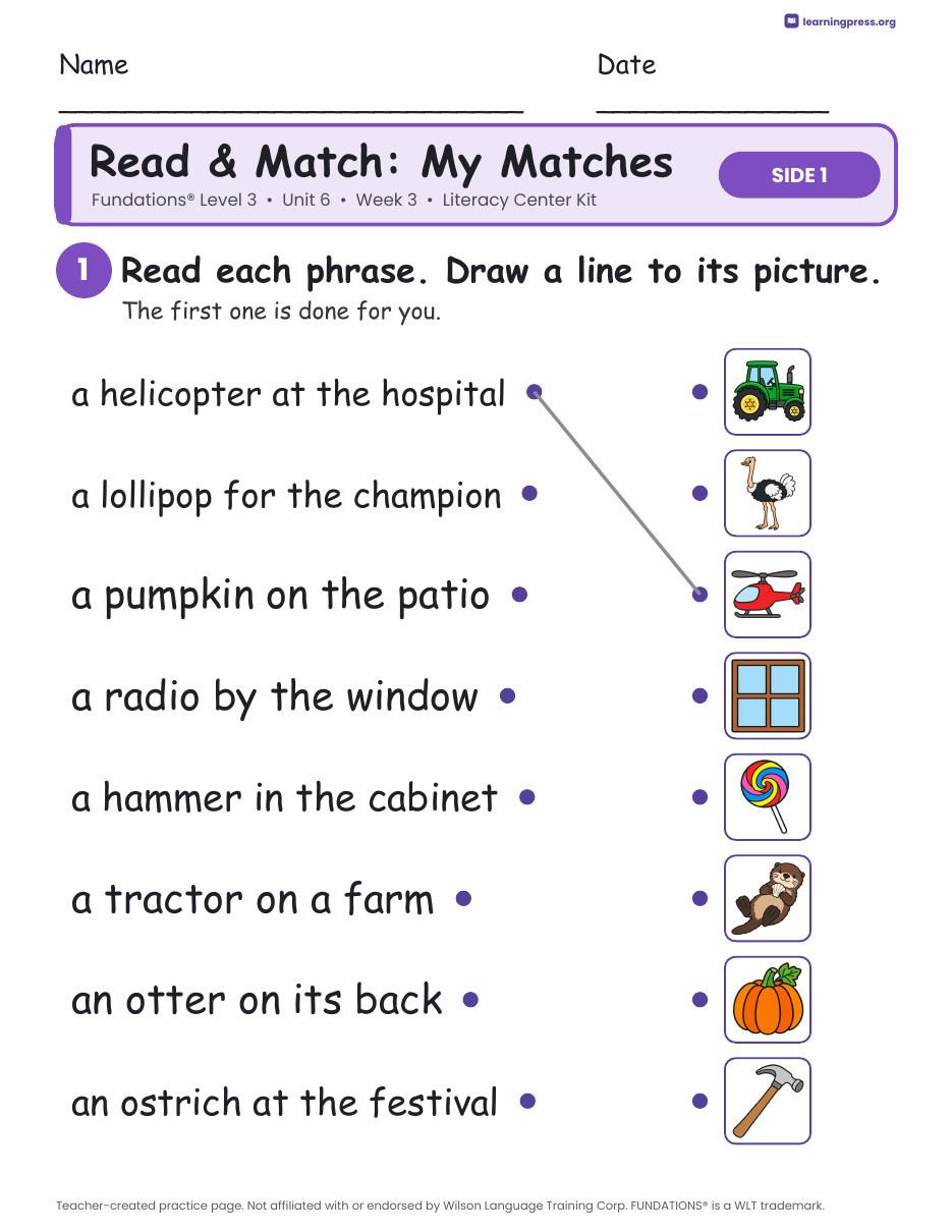 Preview page 3 of Fundations Level 3 Unit 6 Literacy Center Kits Bundle (3 Weeks)