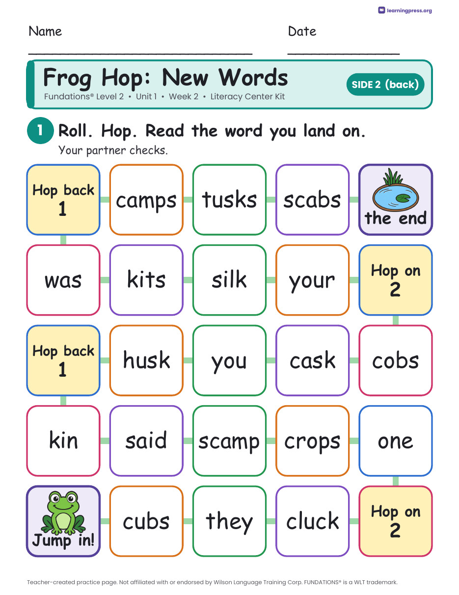 Preview page 4 of Fundations Level 2 Unit 1 Literacy Center Kits Bundle (2 Weeks)