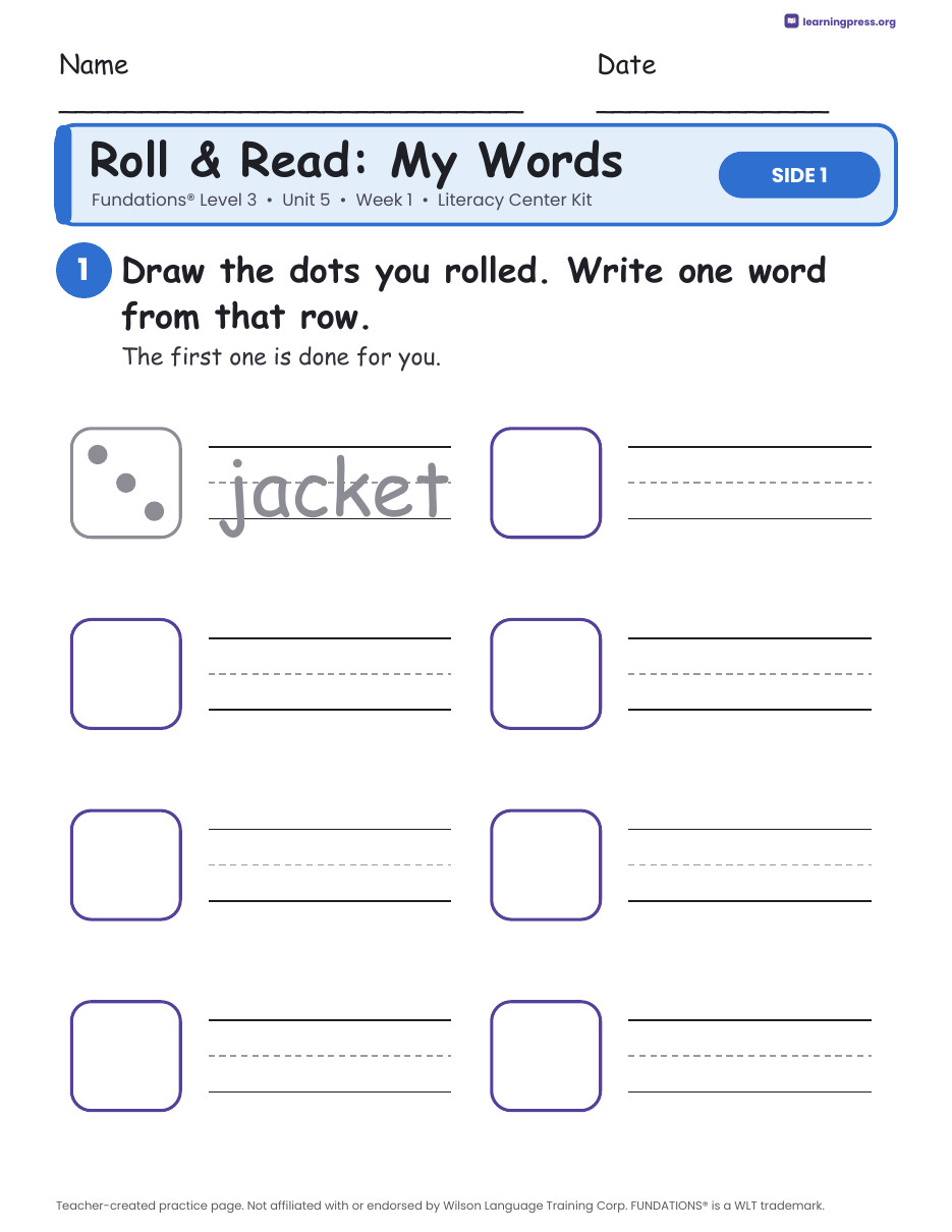 Preview page 1 of Fundations Level 3 Unit 5 Literacy Center Kits Bundle (2 Weeks)