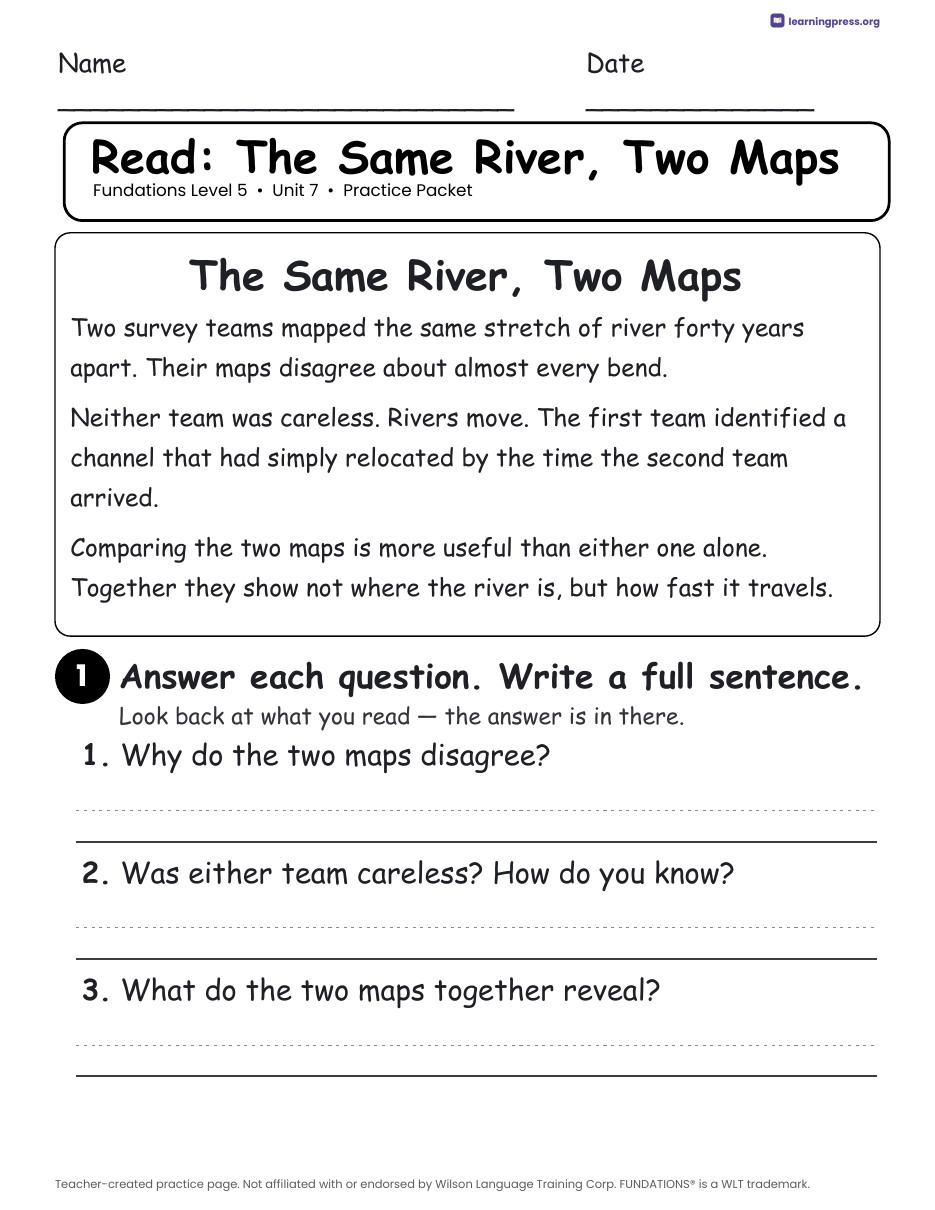 Preview page 3 of Fundations Level 5 Unit 7 Practice Packet