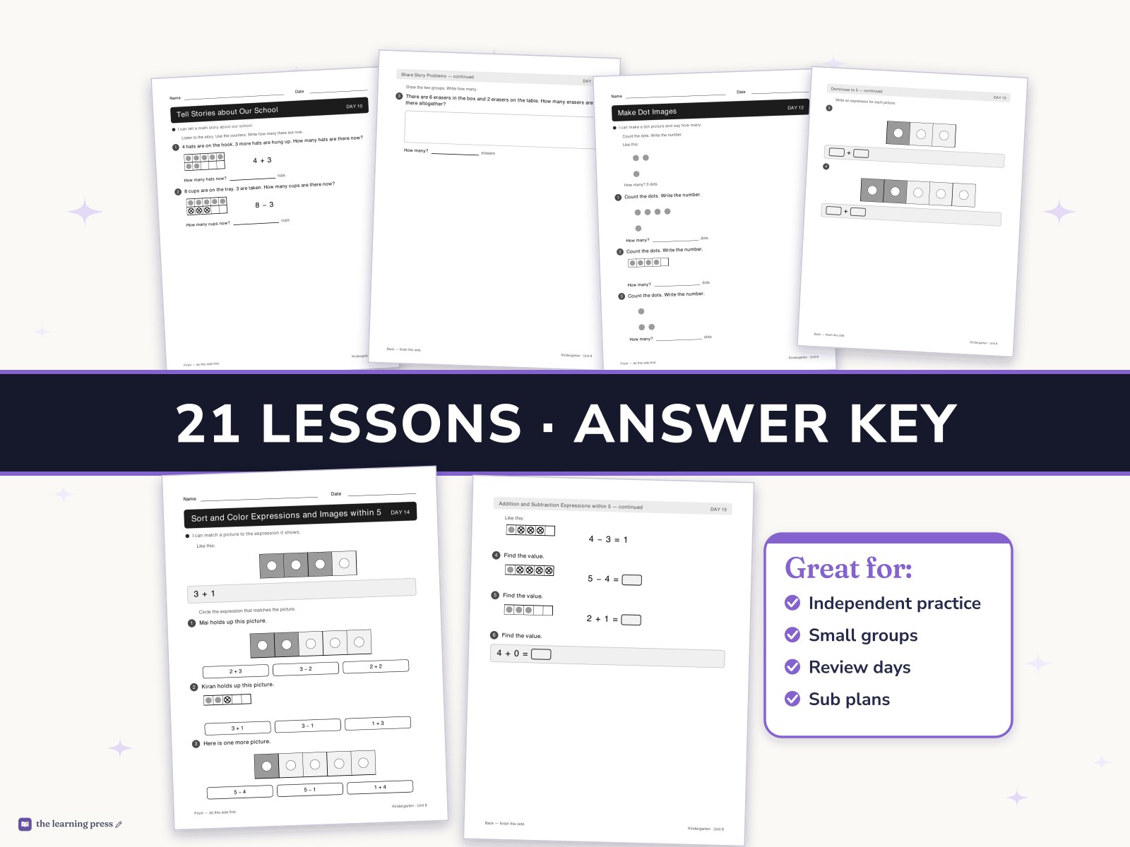 Preview page 3 of Illustrative Math (IM®) Aligned Kindergarten Unit 8 Worksheets: Putting It All Together