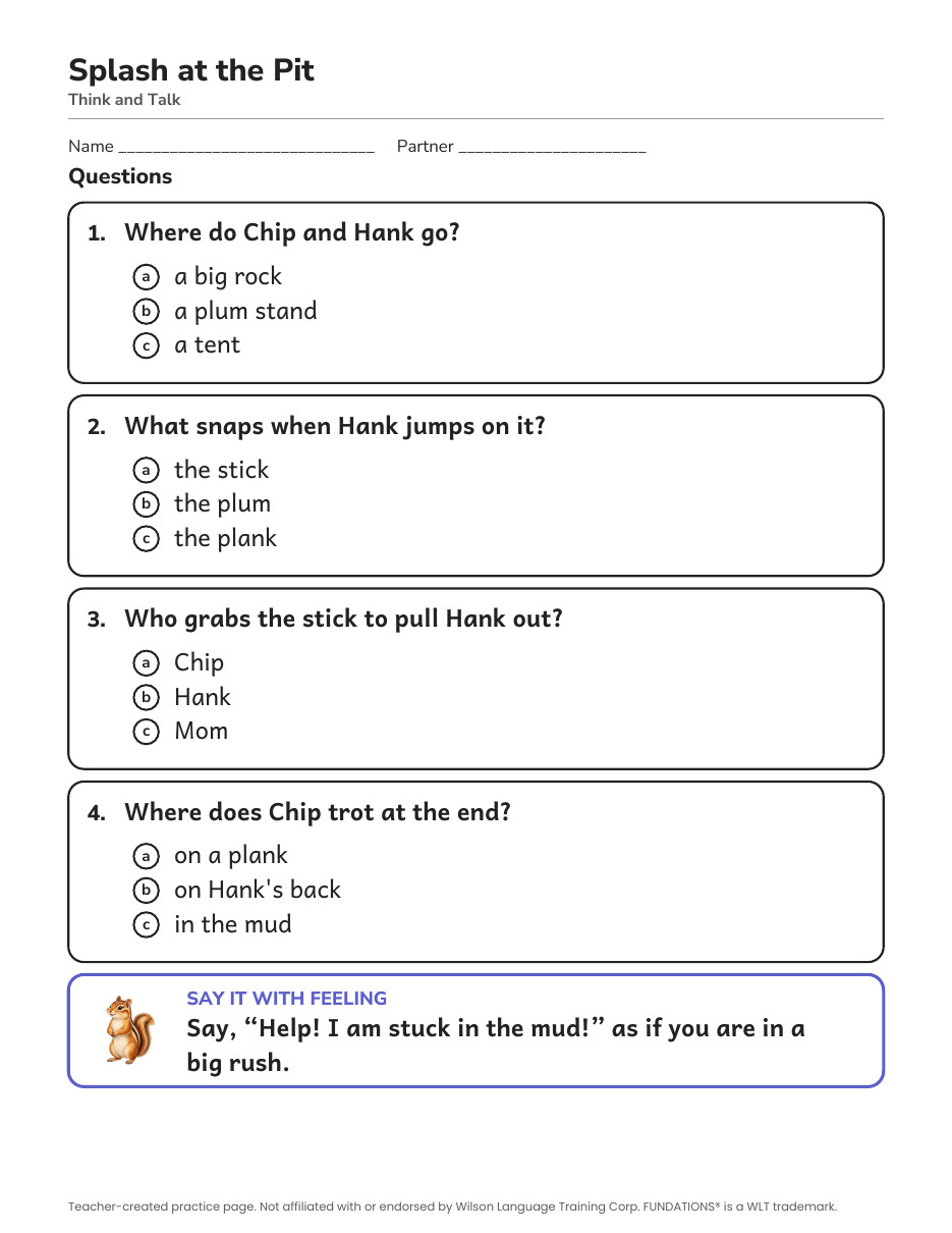 Preview page 3 of Fundations-Aligned Partner Reader's Theater · Level 1 Unit 10