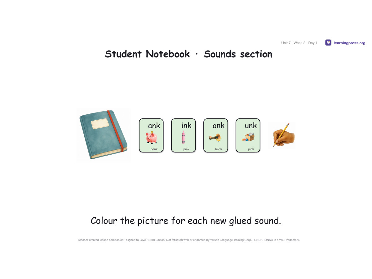 Preview page 2 of Fundations Level 1 Unit 7 Lesson Slides – 3rd Edition Aligned